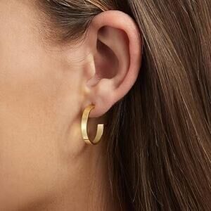 14K Gold Plated Square Edge Hoop 20mm Earrings